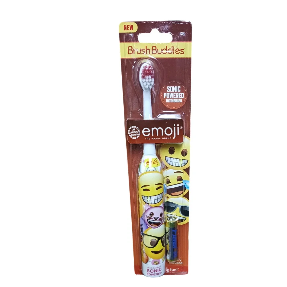 Brush Buddies Emoji Sonic Toothbrush Battery Powered + 36 Flossers Kids Set New
